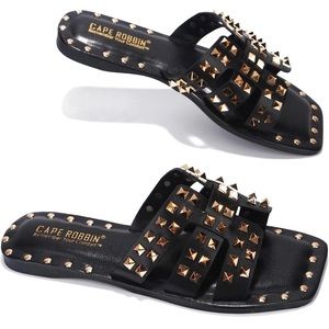 Adorable brand new black studded sandals